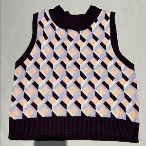 Forever 21 Multicolor Geometric Sleeveless Sweater crop